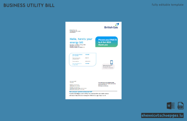 Beispielseite 1 der Geschäftsrechnung von British Gas Energy
